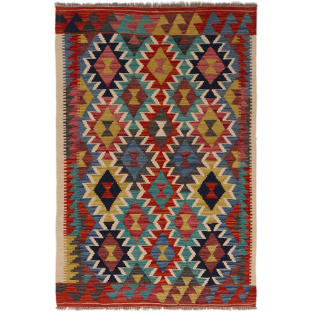 Hand Made Afghan Kilim 3' 2" x 5' 1" ft / 98 x 155 cm - No. P35732