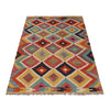 Multi Color ful Flat-Weave Wool Kilim 3' 4" x 4' 10" ft / 101 x 147 cm - No. P35733
