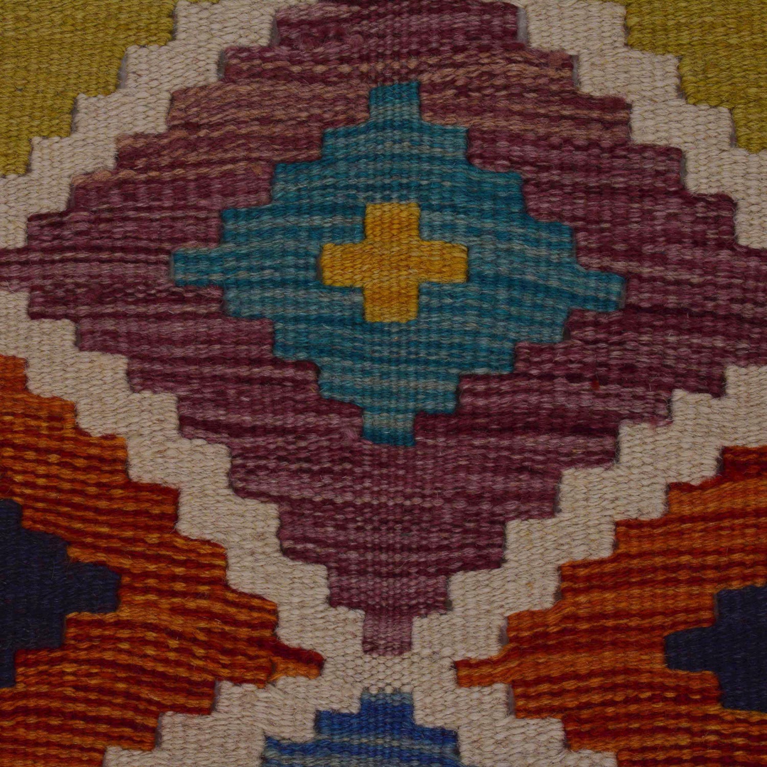 Multi Color ful Flat-Weave Wool Kilim 3' 4" x 4' 10" ft / 101 x 147 cm - No. P35733