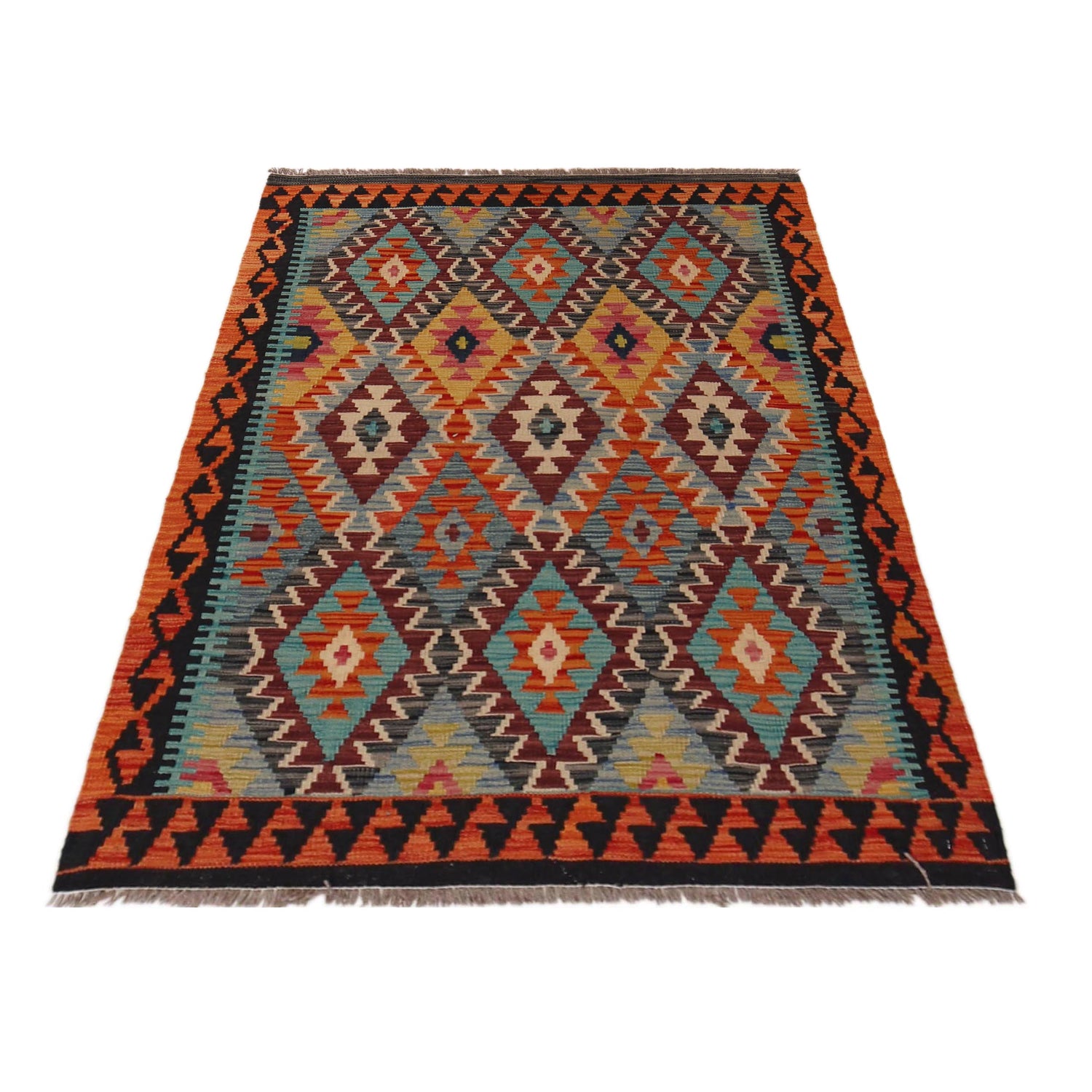 Handmade Vegetable Kilim 3' 6" x 4' 9" ft / 106 x 144 cm - No. P35734