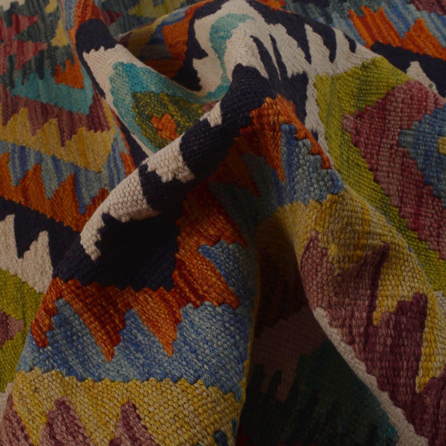 Hand Knotted Afghan Style Kilim 3' 2" x 4' 11" ft / 98 x 149 cm - No. P35736