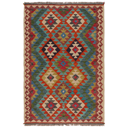 Hand Woven Wool Kelim 3' 1" x 4' 10" ft / 95 x 147 cm - No. P35737