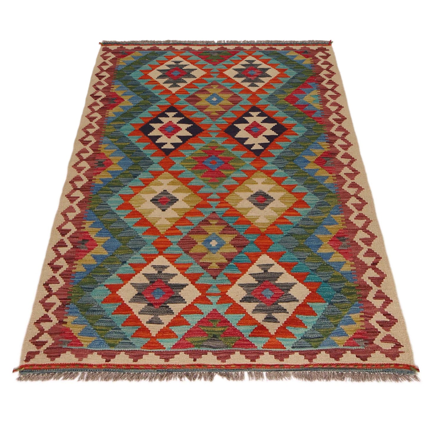 Hand Woven Wool Kelim 3' 1" x 4' 10" ft / 95 x 147 cm - No. P35737