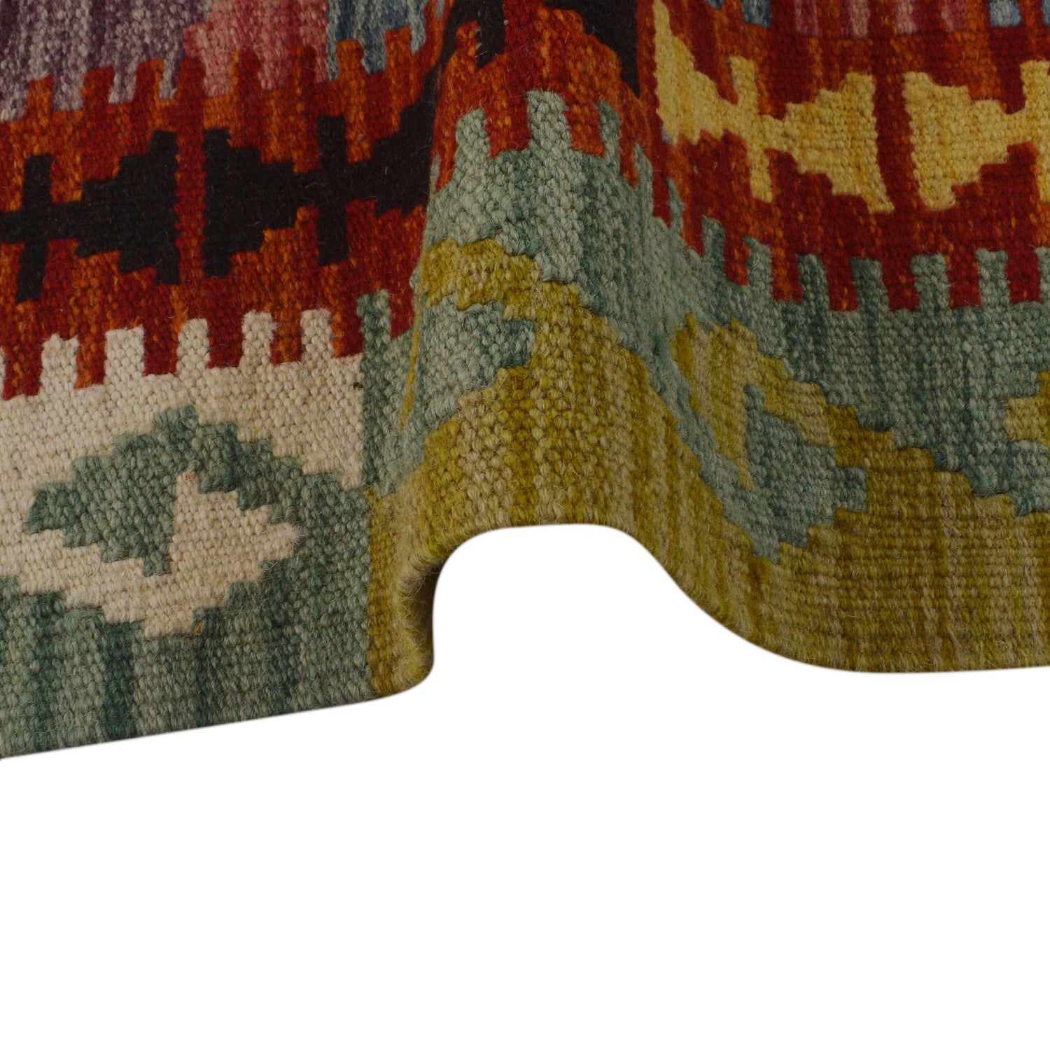 Handmade Turkish Design Wool Kilim 3' 5" x 5' 1" ft / 104 x 154 cm - No. P35738