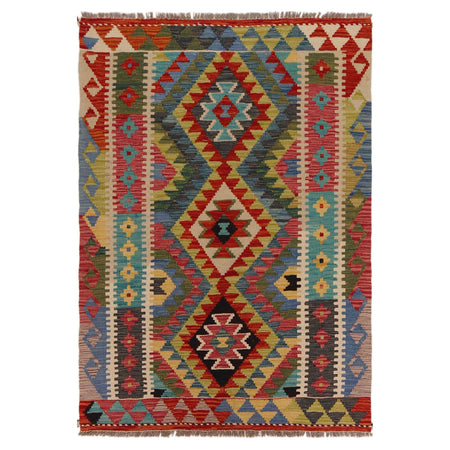 Hand Knotted Flatweave Kilim 3' 5" x 4' 11" ft / 103 x 150 cm - No. P35740