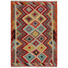 Multi Color ful Flat-Weave Wool Kilim 3' 5" x 4' 9" ft / 104 x 145 cm - No. P35743