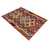 Multi Color ful Flat-Weave Wool Kilim 3' 5" x 4' 9" ft / 104 x 145 cm - No. P35743