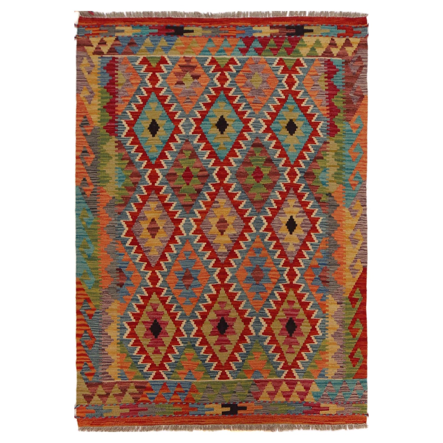 Handmade Vegetable Kilim 3' 6" x 4' 11" ft / 107 x 151 cm - No. P35744