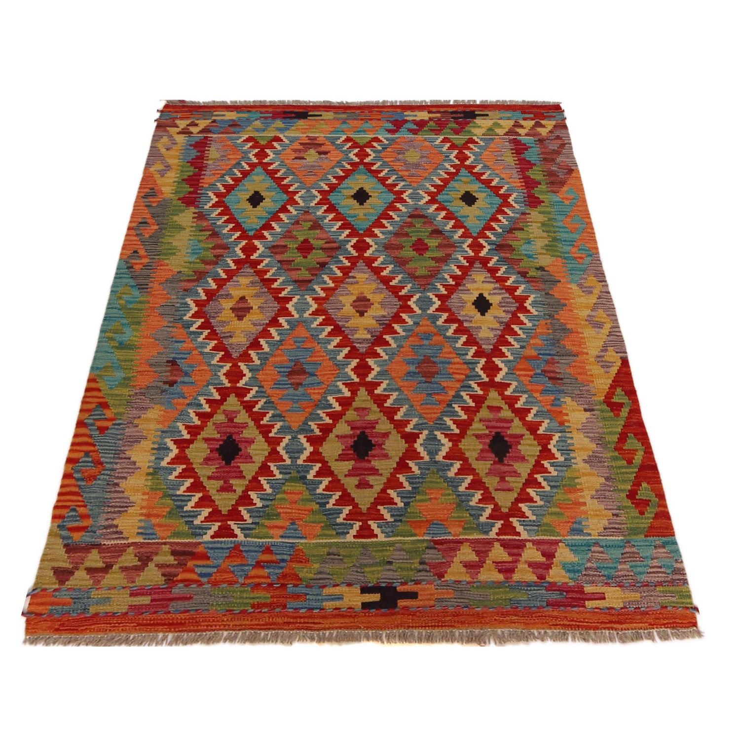 Handmade Vegetable Kilim 3' 6" x 4' 11" ft / 107 x 151 cm - No. P35744