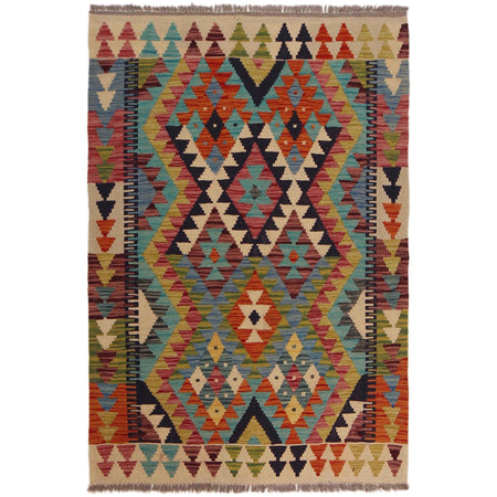 Hand Woven Wool Kelim 3' 3" x 4' 9" ft / 100 x 146 cm - No. P35747