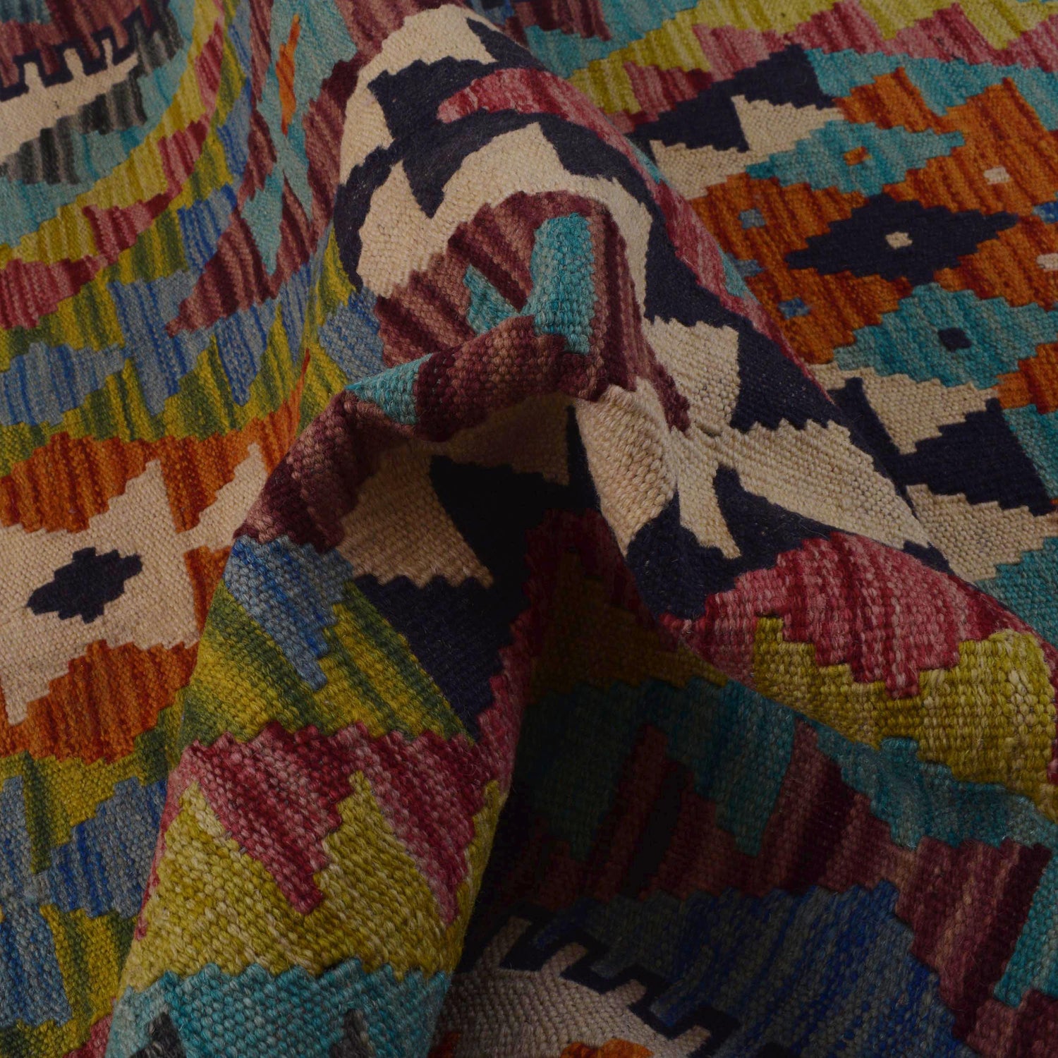 Hand Woven Wool Kelim 3' 3" x 4' 9" ft / 100 x 146 cm - No. P35747
