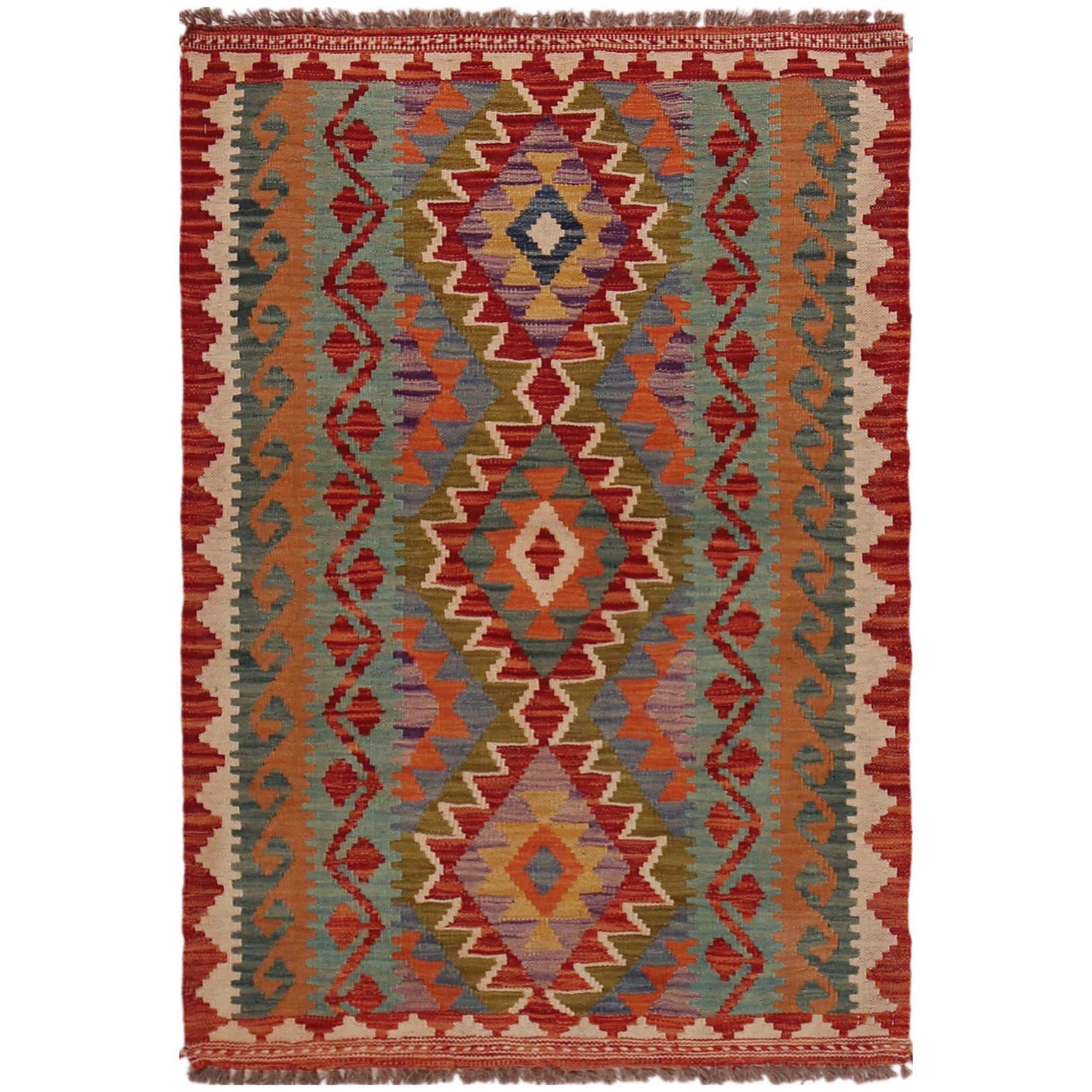 Handmade Vegetable Kilim 2' 11" x 4' 4" ft / 88 x 131 cm - No. P35749