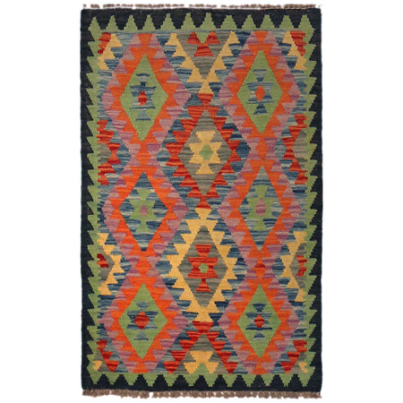 Handmade Turkish Design Wool Kilim 2' 5" x 3' 10" ft / 73 x 117 cm - No. P35753