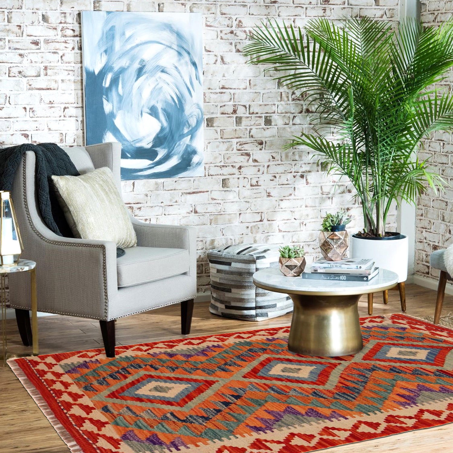 Hand Knotted Flatweave Kilim 2' 7" x 3' 10" ft / 78 x 118 cm - No. P35755