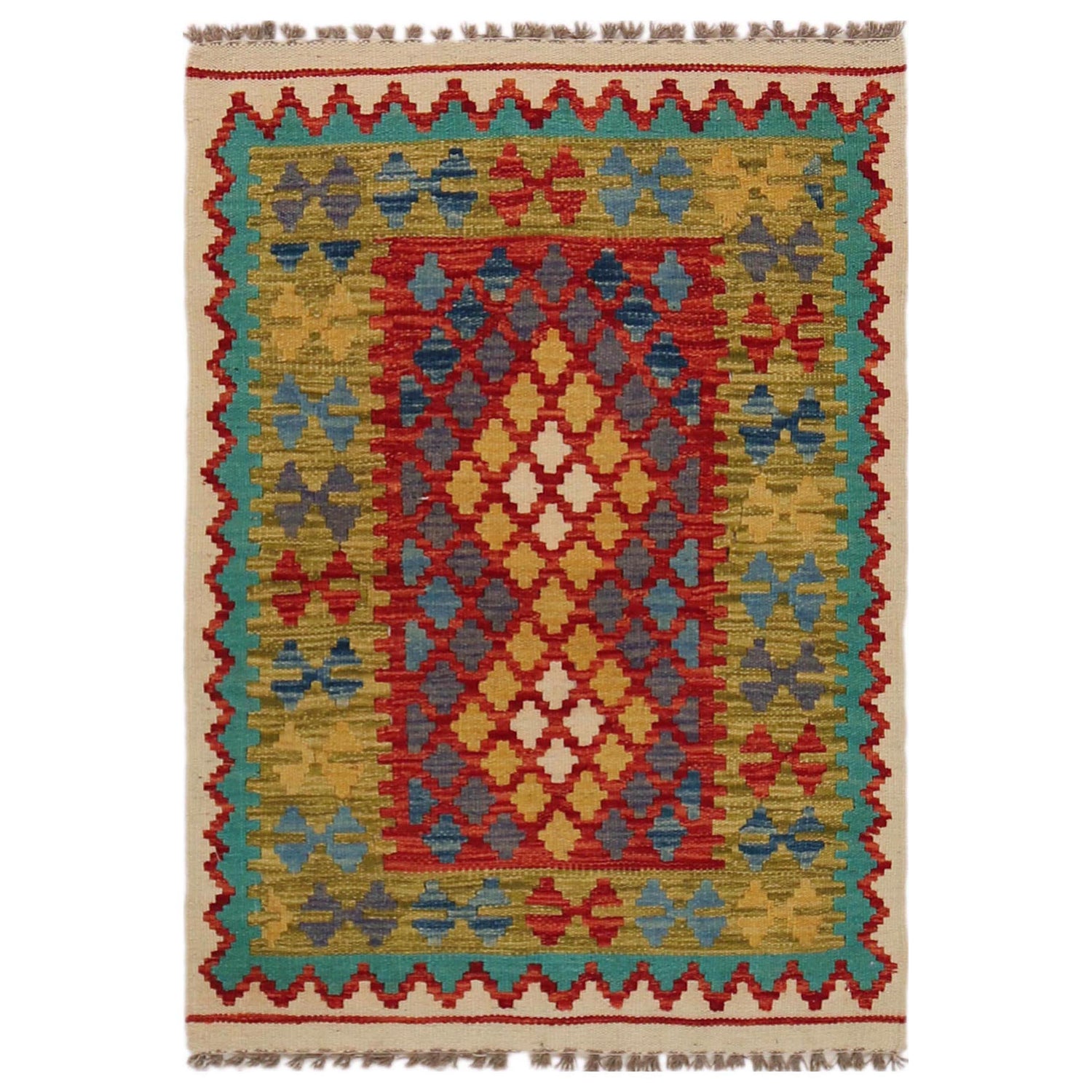 Hand Made Afghan Kilim 2' 8" x 3' 10" ft / 81 x 116 cm - No. P35757