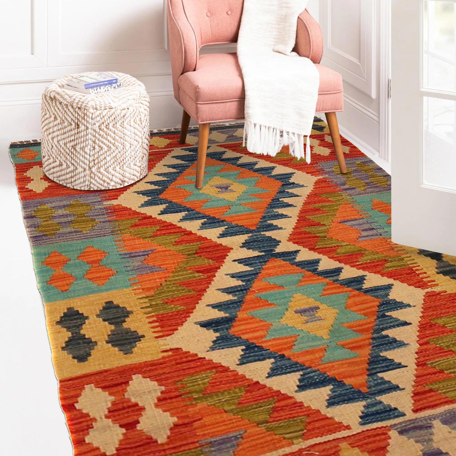 Handmade Vegetable Kilim 2' 8" x 4' 0" ft / 81 x 123 cm - No. P35759