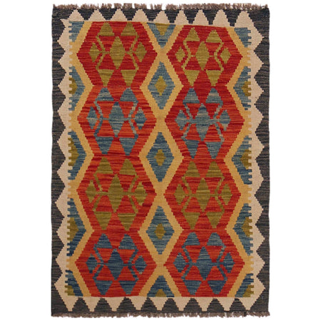 Hand Knotted Afghan Style Kilim 2' 8" x 3' 11" ft / 81 x 120 cm - No. P35761