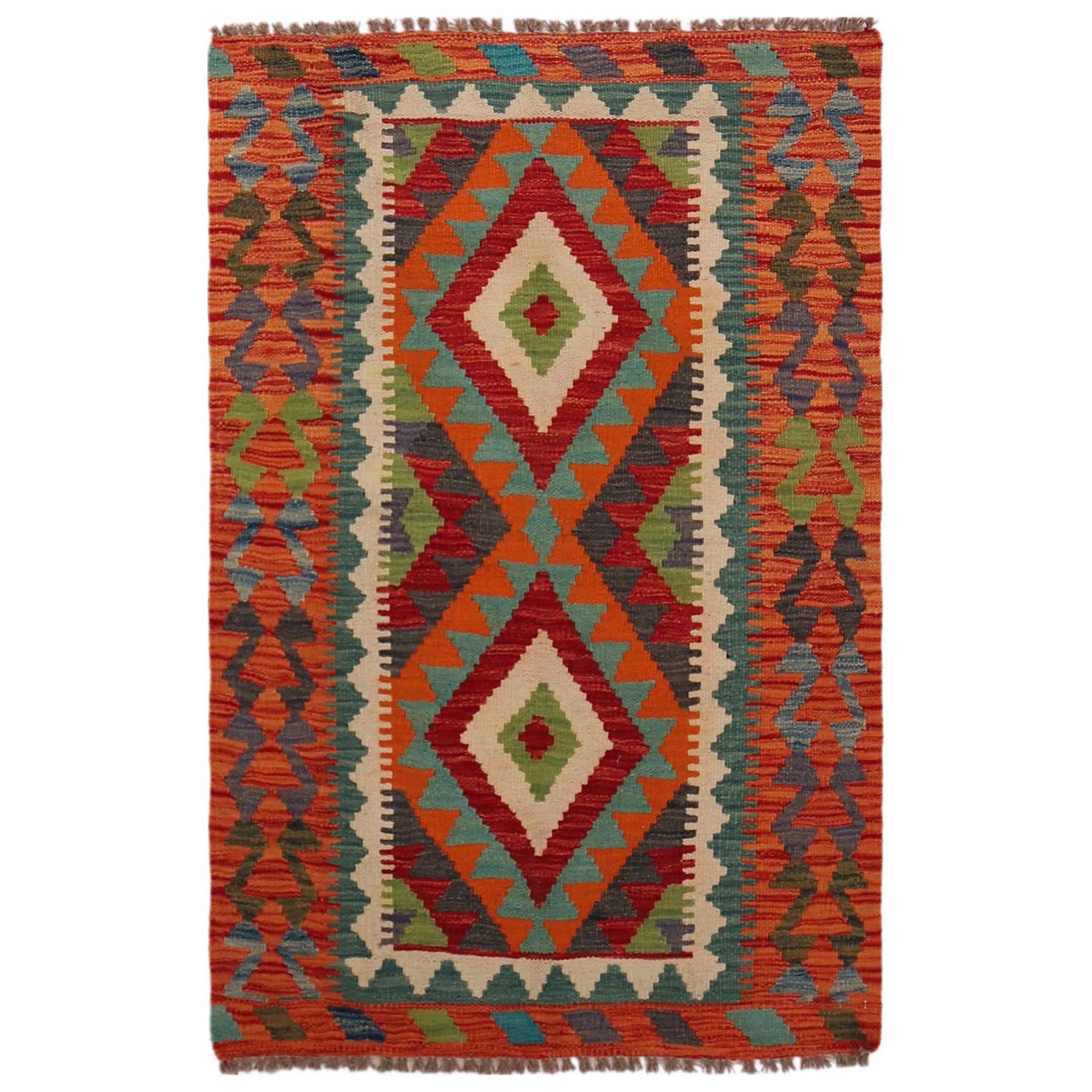 Hand Made Afghan Kilim 2' 9" x 4' 2" ft / 83 x 127 cm - No. P35767