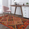 Multi Color ful Flat-Weave Wool Kilim 2' 7" x 4' 2" ft / 80 x 126 cm - No. P35768