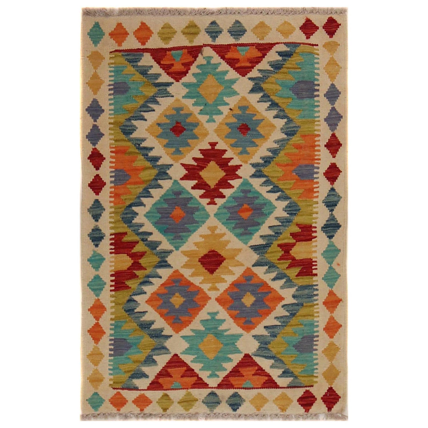 Handmade Vegetable Kilim 2' 7" x 3' 10" ft / 79 x 117 cm - No. P35769