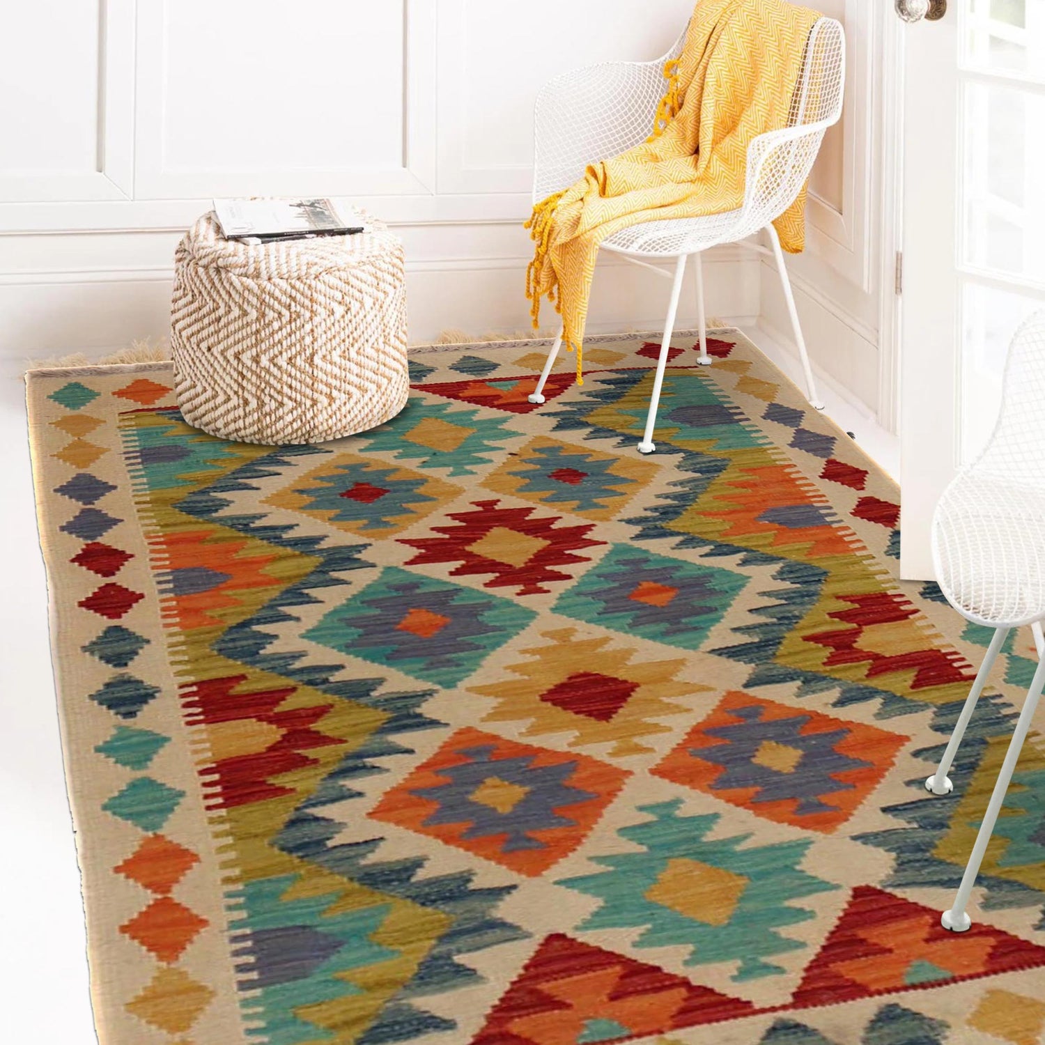 Handmade Vegetable Kilim 2' 7" x 3' 10" ft / 79 x 117 cm - No. P35769