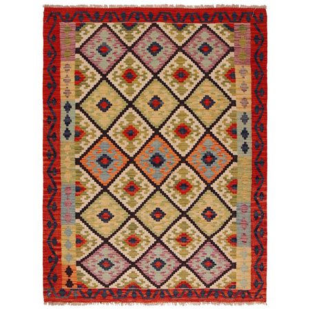 Hand Made Afghan Kilim 5' 1" x 6' 9" ft / 154 x 206 cm - No. P35839