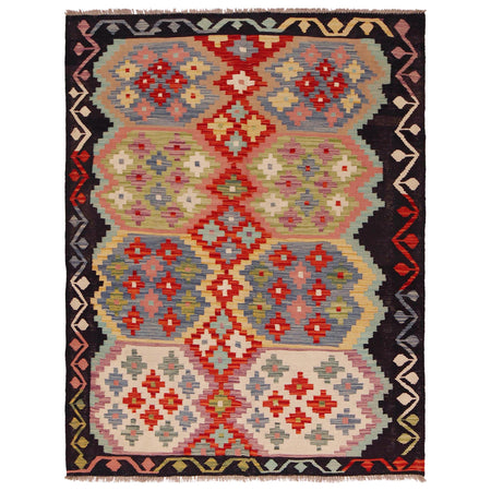 Handmade Turkish Design Wool Kilim 4' 11" x 6' 8" ft / 149 x 204 cm - No. P35840