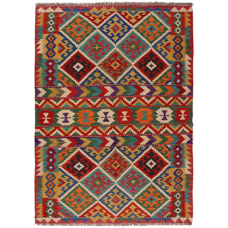 Handmade Turkish Design Wool Kilim 4' 11" x 7' 2" ft / 150 x 218 cm - No. P35843