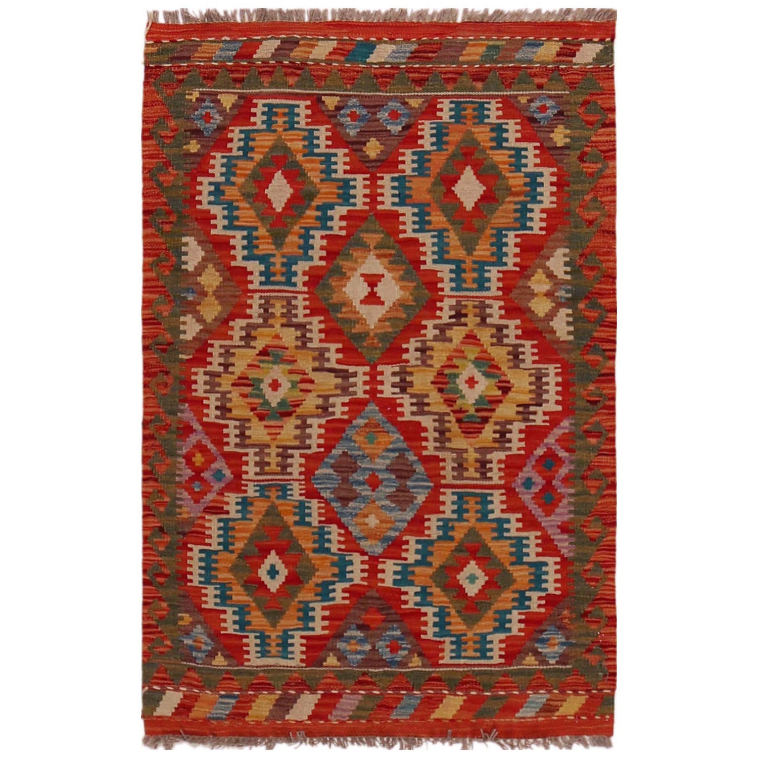 Hand Woven Wool Kelim 2' 7" x 4' 0" ft / 80 x 122 cm - No. P35846