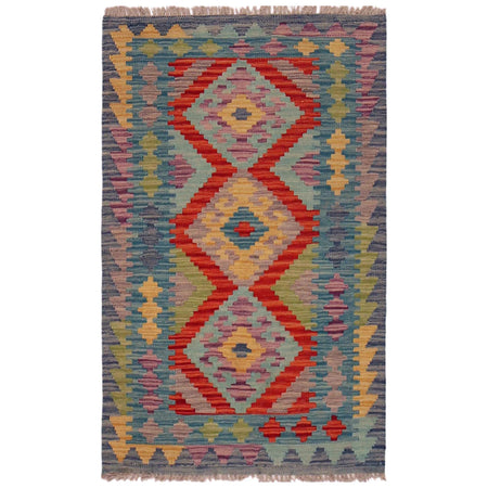 Handmade Turkish Design Wool Kilim 2' 6" x 4' 1" ft / 76 x 124 cm - No. P35847