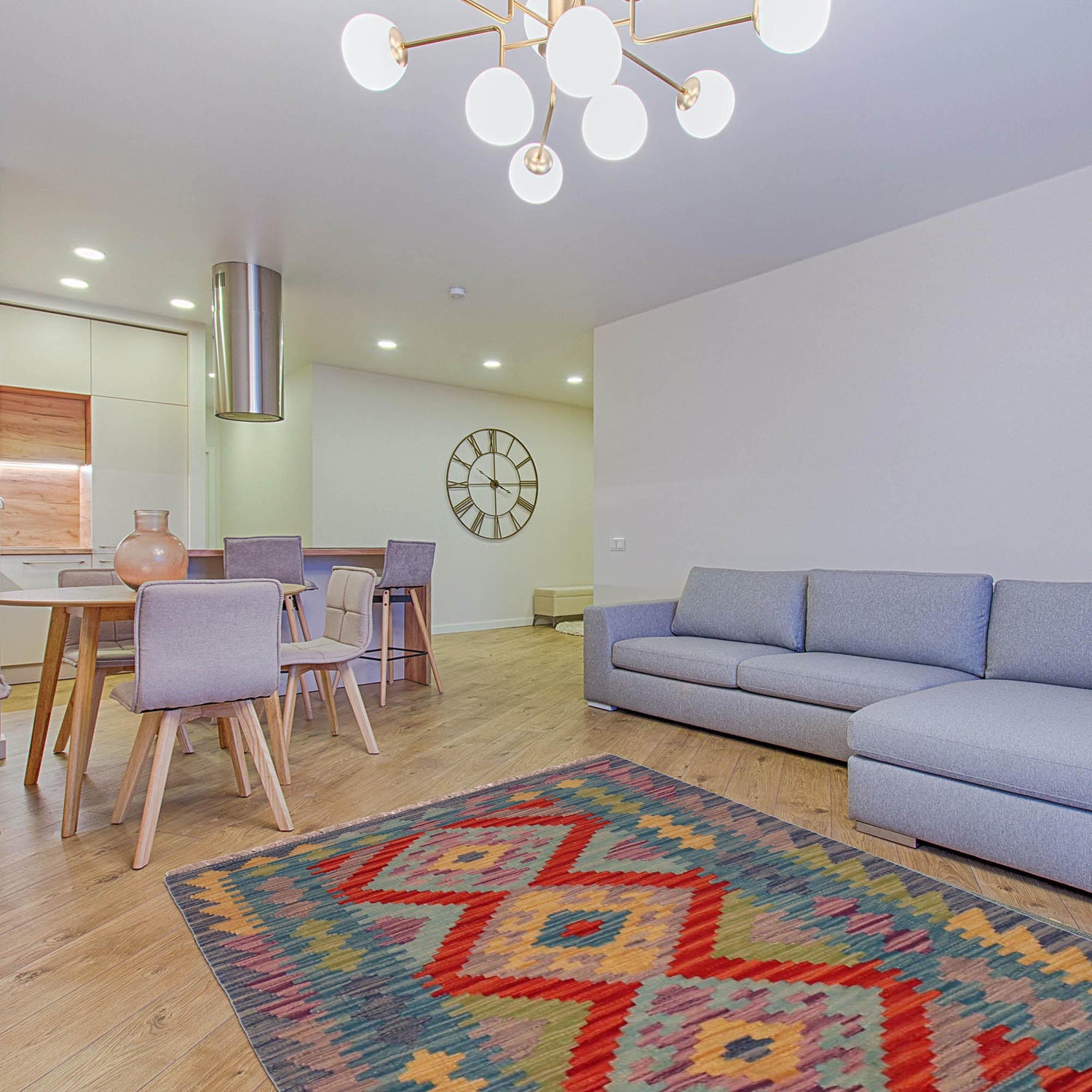 Handmade Turkish Design Wool Kilim 2' 6" x 4' 1" ft / 76 x 124 cm - No. P35847