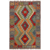 Multi Color ful Flat-Weave Wool Kilim 2' 9" x 4' 4" ft / 84 x 133 cm - No. P35852