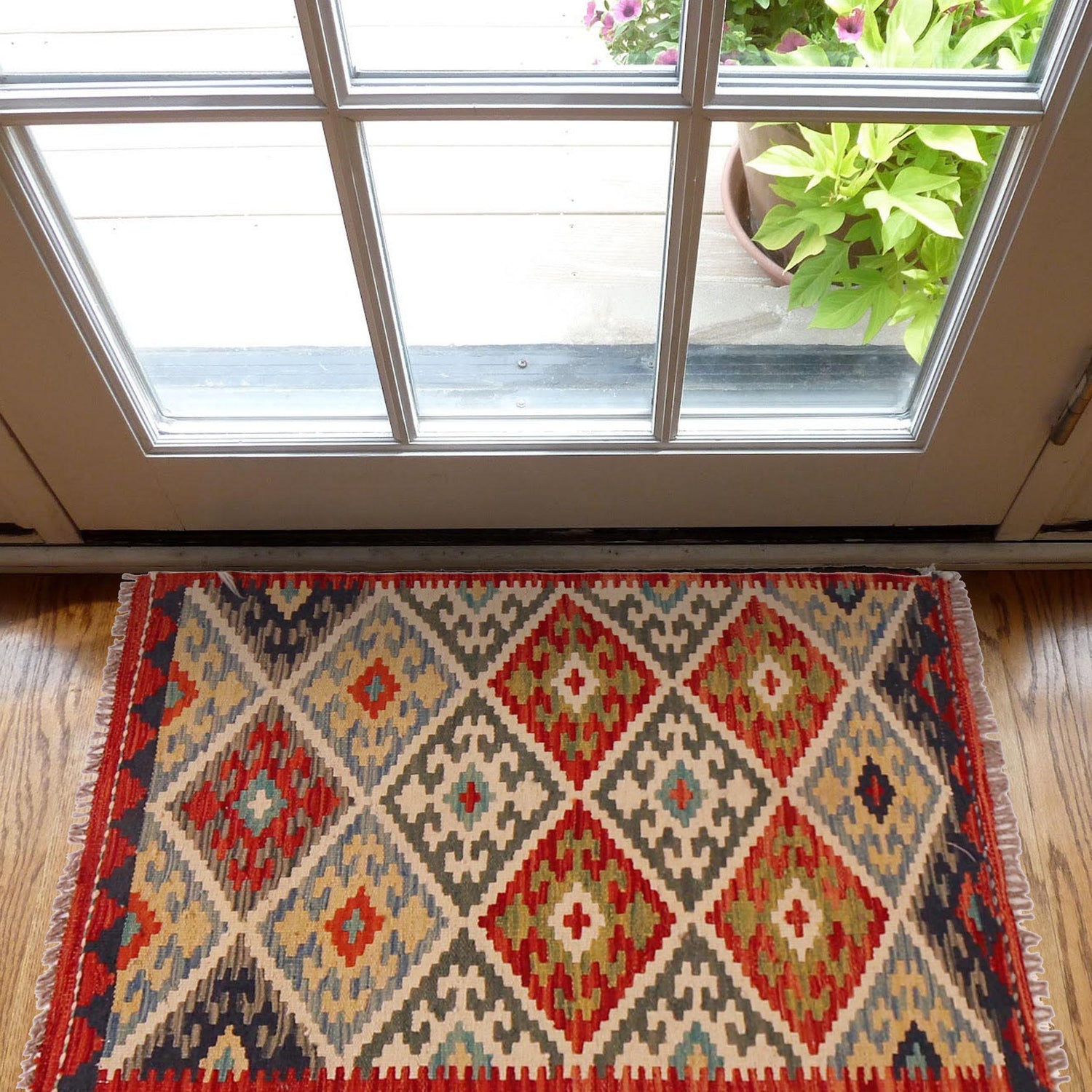 Handmade Vegetable Kelim 2' 1" x 3' 3" ft / 63 x 100 cm - No. P35952