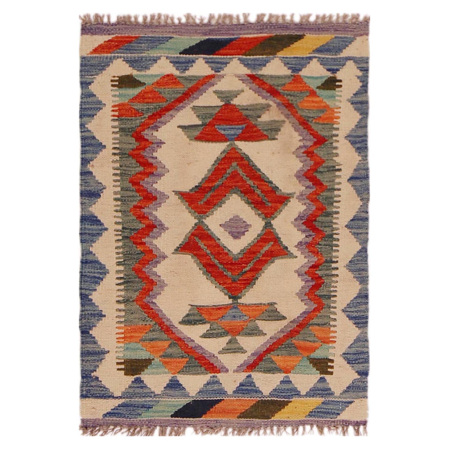 Hand Made Afghan Kilim 2' 0" x 3' 0" ft / 62 x 92 cm - No. P35960