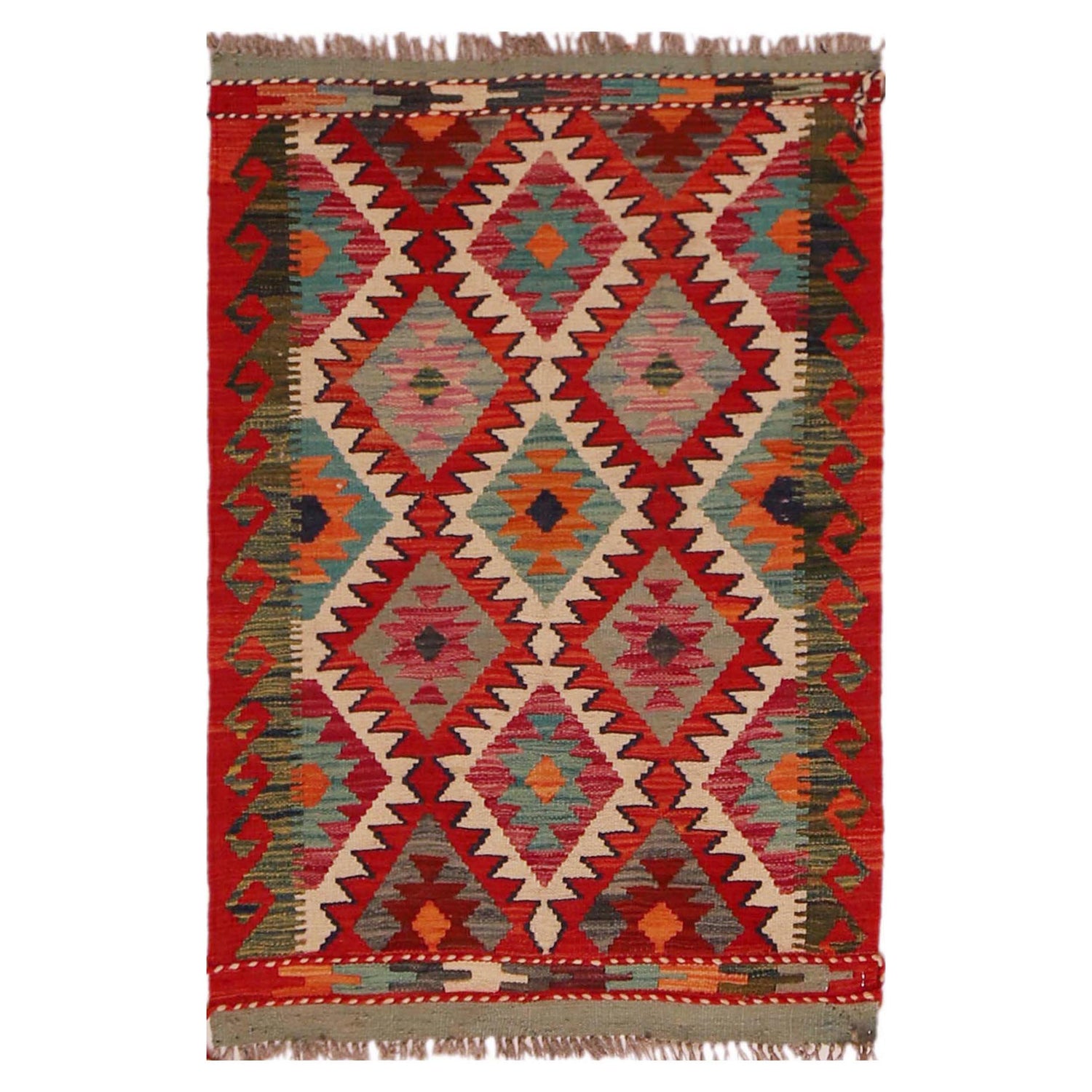 Handmade Vegetable Kilim 2' 2" x 3' 3" ft / 66 x 100 cm - No. P35963