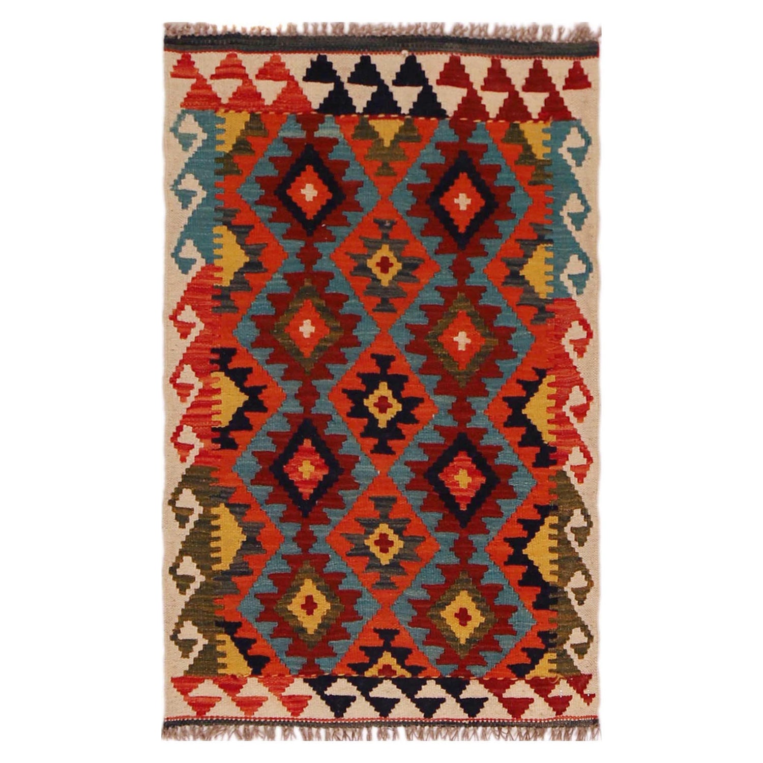 Hand Knotted Flatweave Kilim 2' 0" x 3' 4" ft / 62 x 101 cm - No. P35969
