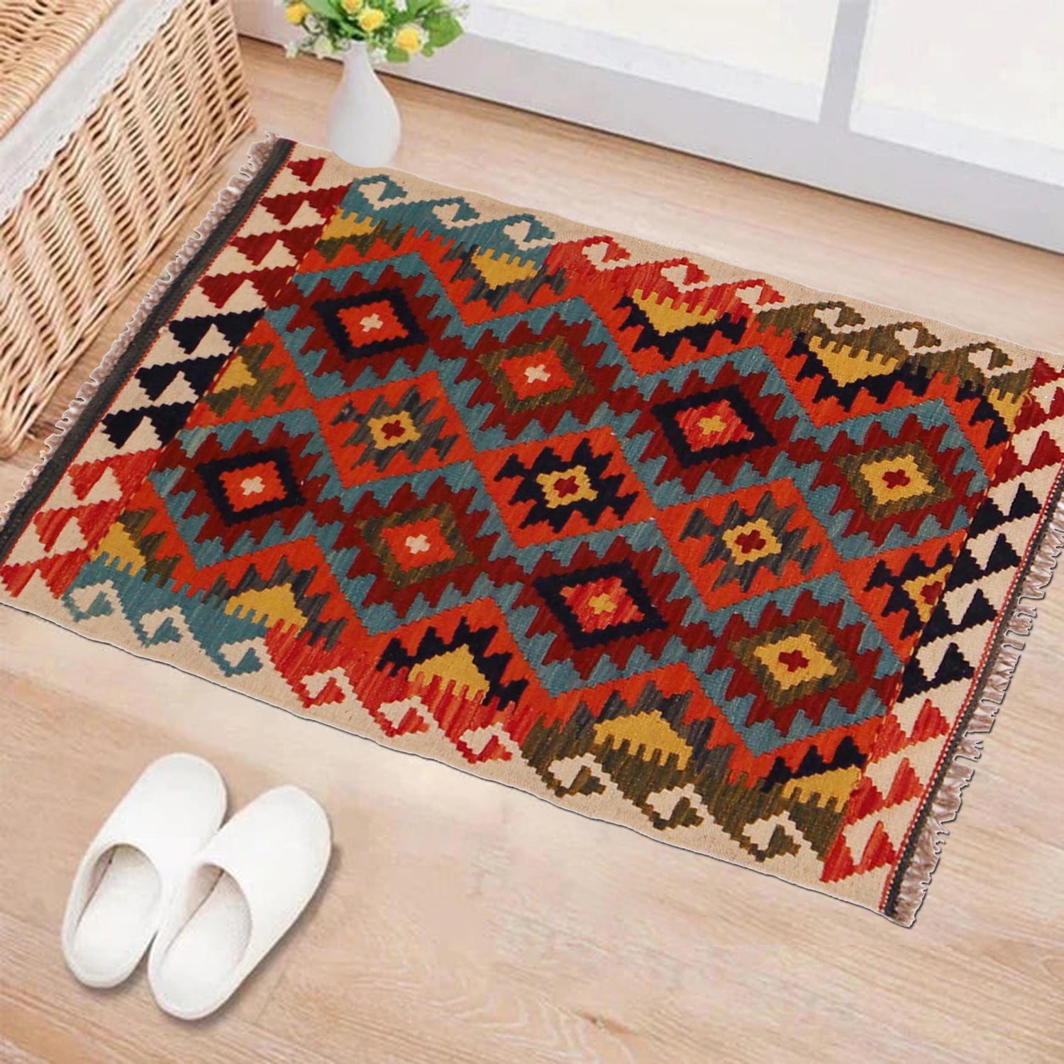 Hand Knotted Flatweave Kilim 2' 0" x 3' 4" ft / 62 x 101 cm - No. P35969