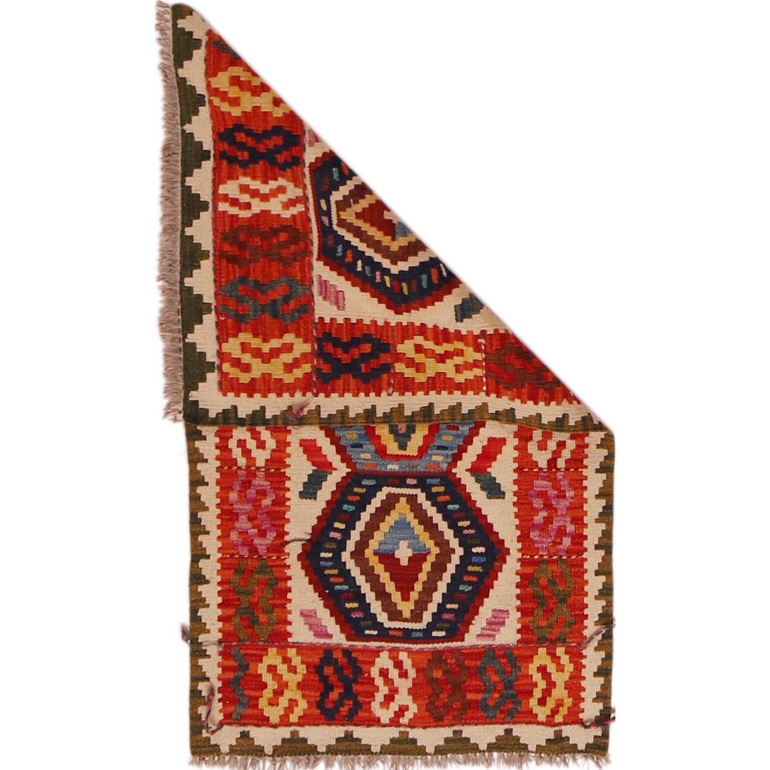 Multi Color ful Flat-Weave Wool Kilim 2' 0" x 3' 6" ft / 60 x 107 cm - No. P35972