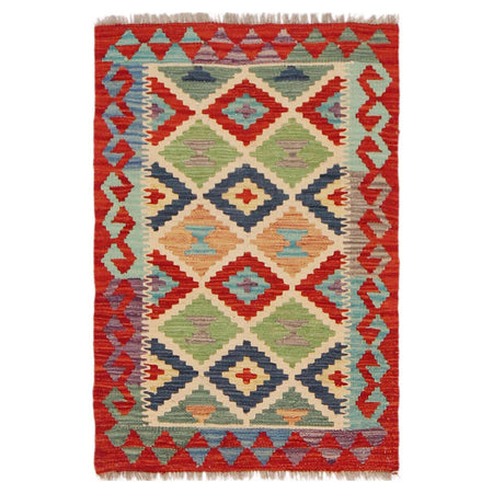 Handmade Turkish Design Wool Kilim 2' 0" x 2' 11" ft / 61 x 90 cm - No. P35994