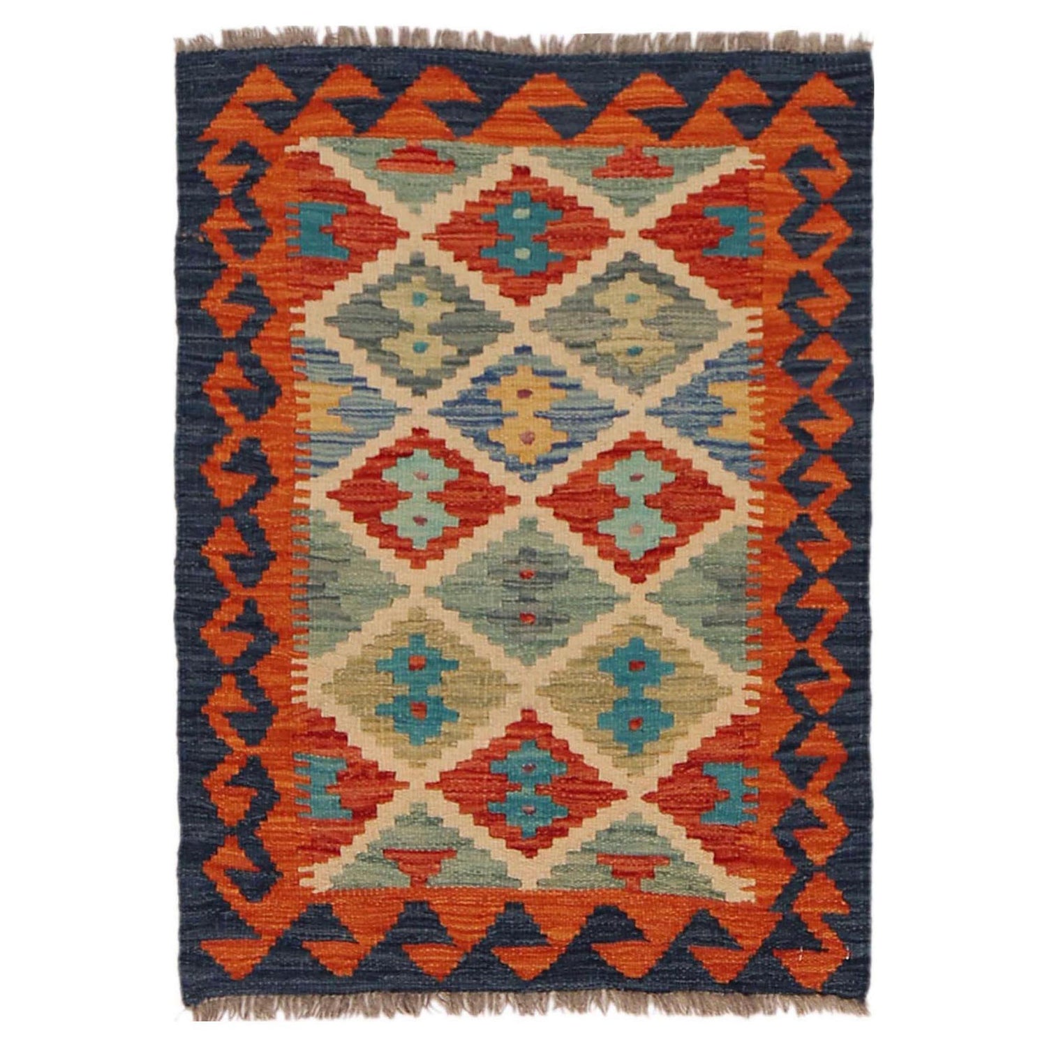 Hand Made Afghan Kilim 2' 1" x 2' 11" ft / 64 x 90 cm - No. P36011