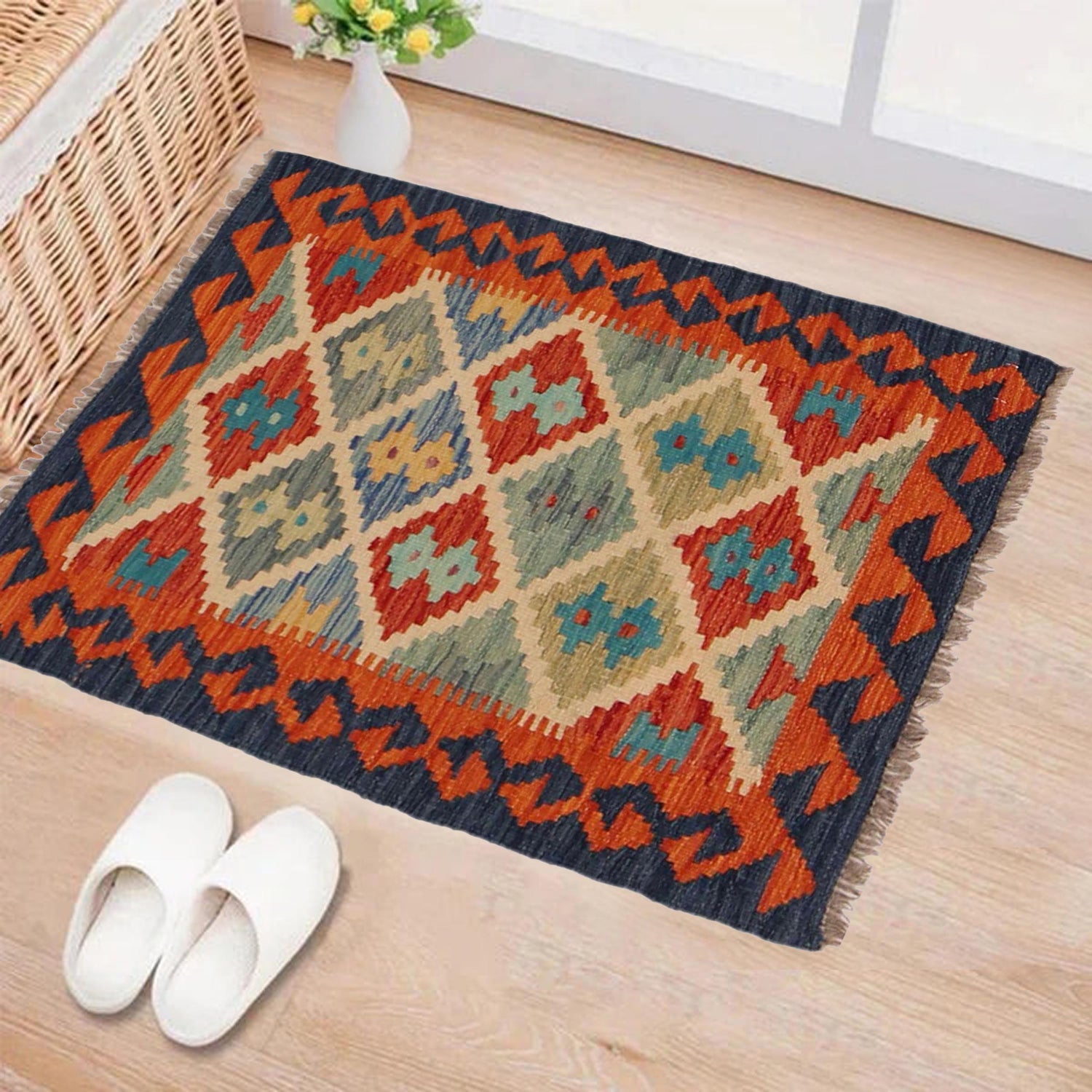 Hand Made Afghan Kilim 2' 1" x 2' 11" ft / 64 x 90 cm - No. P36011