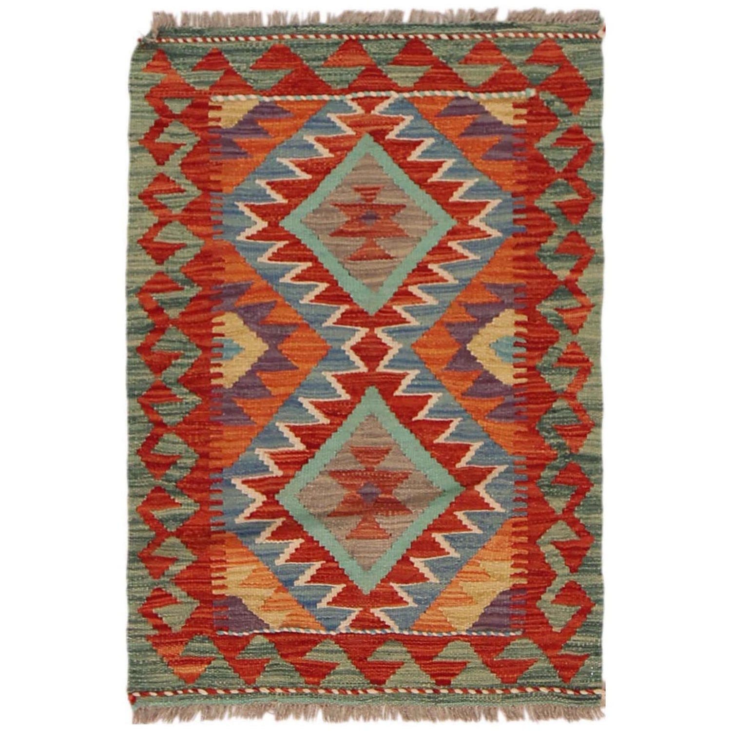 Handmade Vegetable Kilim 1' 11" x 2' 10" ft / 58 x 87 cm - No. P36013