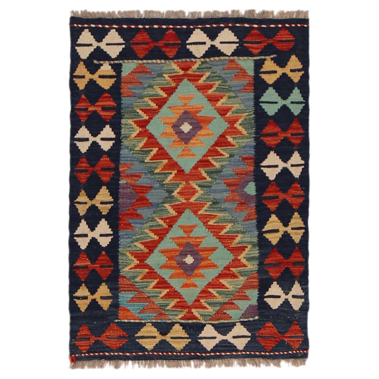 Handmade Vegetable Kelim 2' 0" x 2' 11" ft / 60 x 88 cm - No. P36015