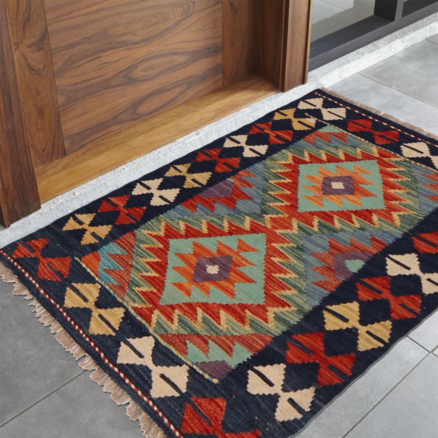 Handmade Vegetable Kelim 2' 0" x 2' 11" ft / 60 x 88 cm - No. P36015