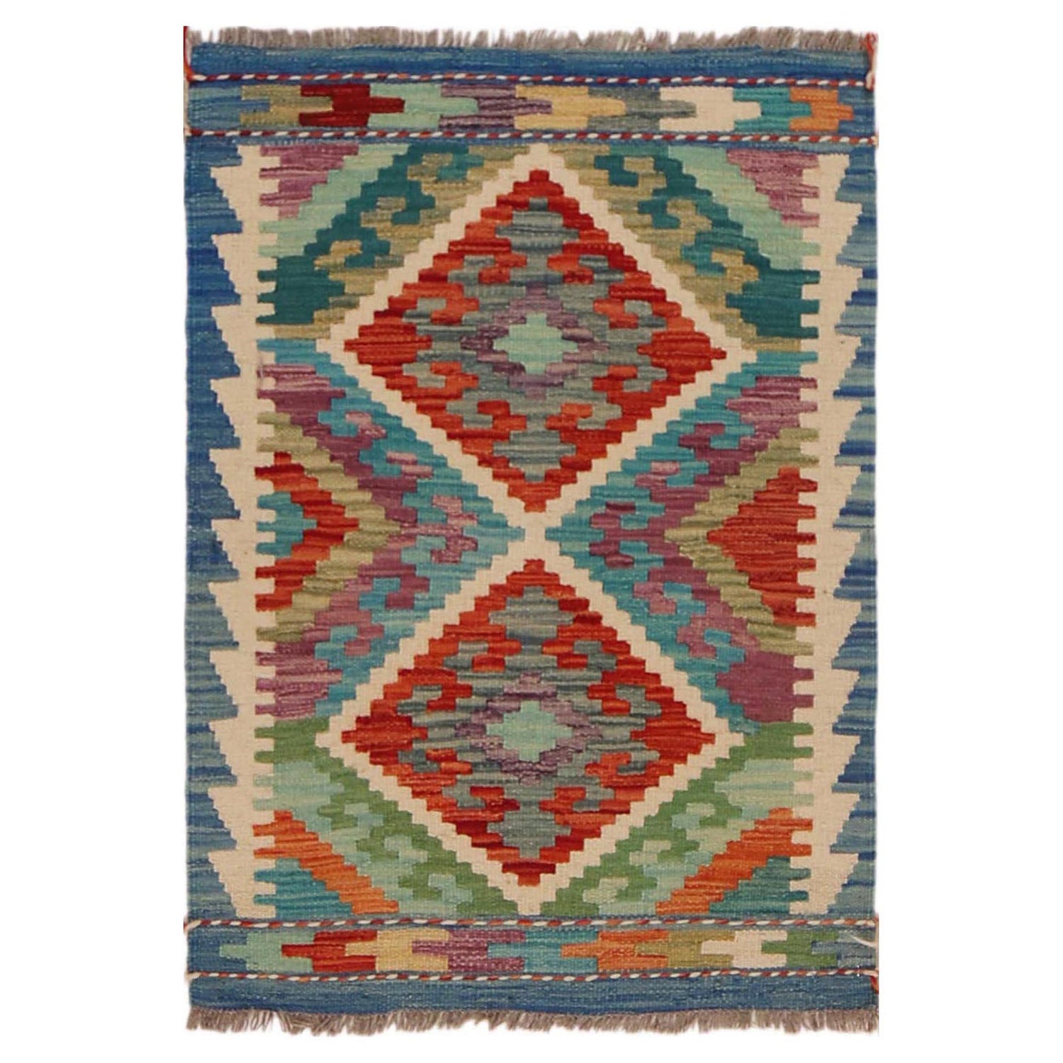 Hand Knotted Flatweave Kilim 2' 1" x 2' 11" ft / 64 x 90 cm - No. P36023