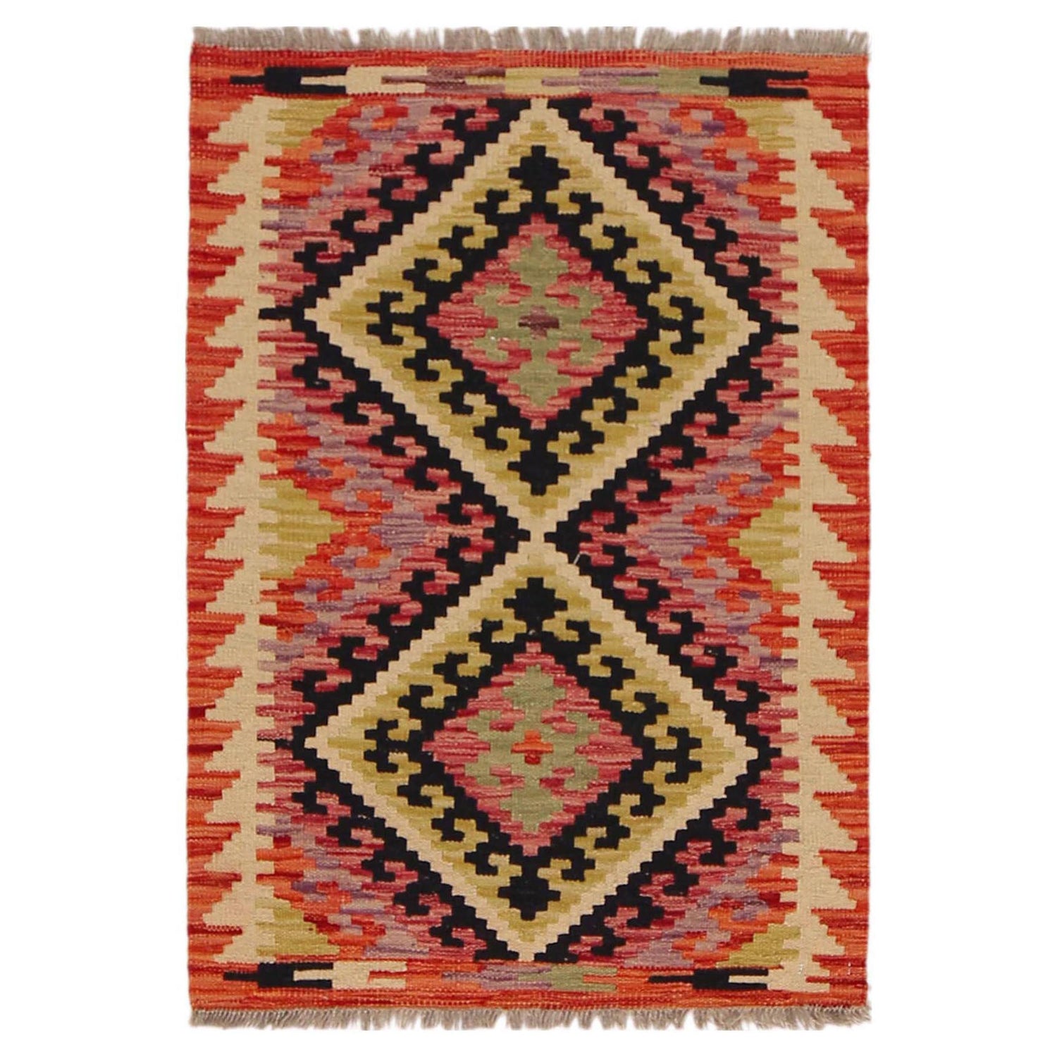 Handmade Vegetable Kilim 2' 1" x 3' 1" ft / 64 x 93 cm - No. P36029