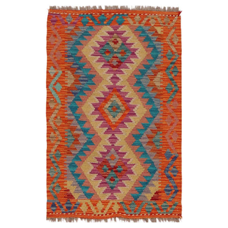 Hand Knotted Flatweave Kilim 2' 0" x 3' 2" ft / 61 x 96 cm - No. P36040