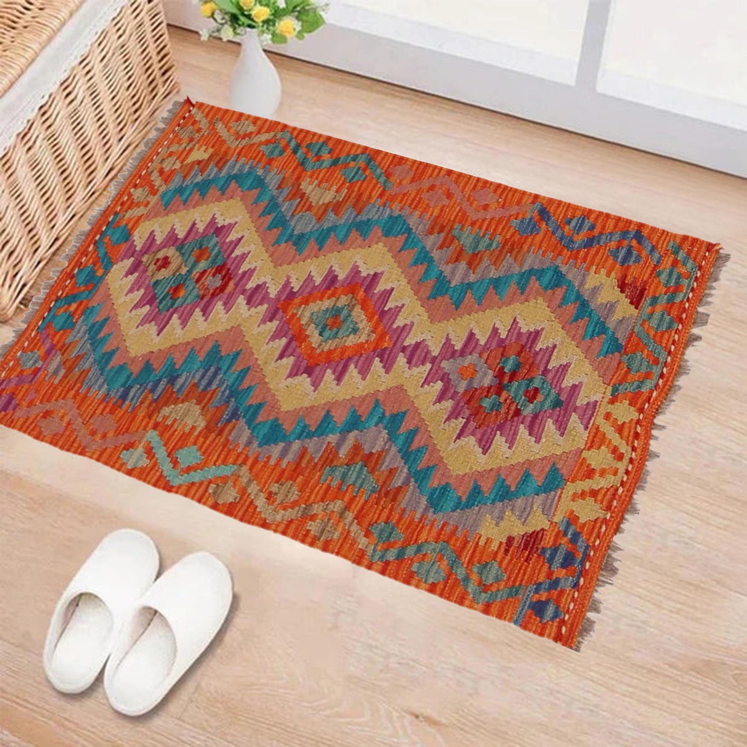 Hand Knotted Flatweave Kilim 2' 0" x 3' 2" ft / 61 x 96 cm - No. P36040