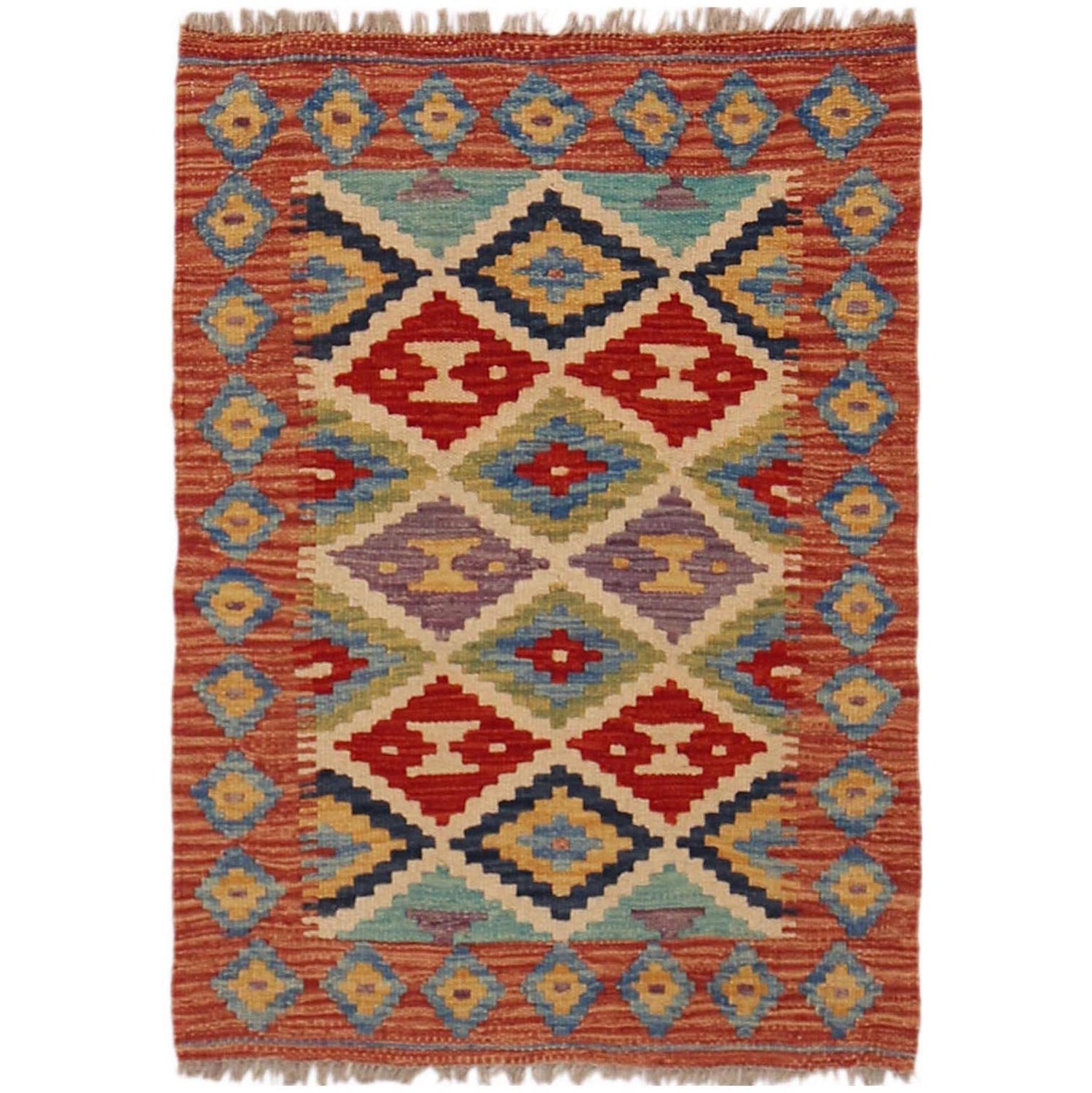 Hand Made Afghan Kilim 2' 0" x 2' 9" ft / 61 x 85 cm - No. P36042