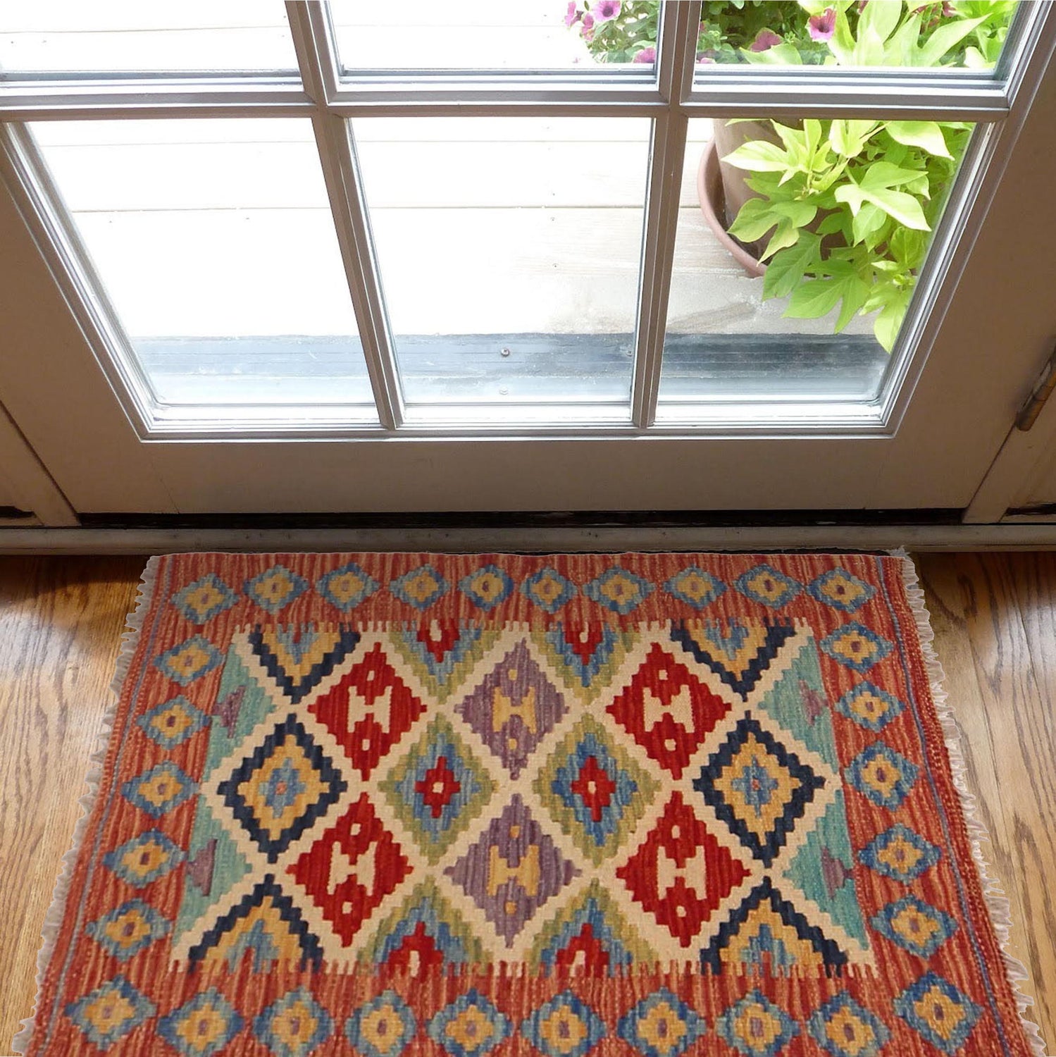 Hand Made Afghan Kilim 2' 0" x 2' 9" ft / 61 x 85 cm - No. P36042
